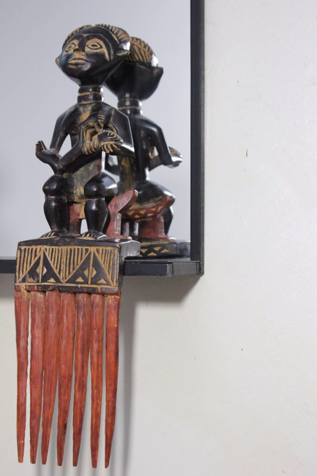 Unique Black Steel Frame Mirror with Figural African Comb Mounts eBay