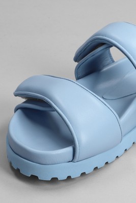 Pre-owned Gia Borghini Perni 11 Flats In Cyan Leather In Blue