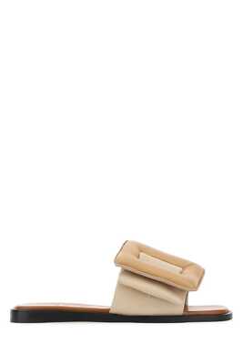 Pre-owned Boyy Two-tone Leather Puffy Slippers In Ivorybeachpecan