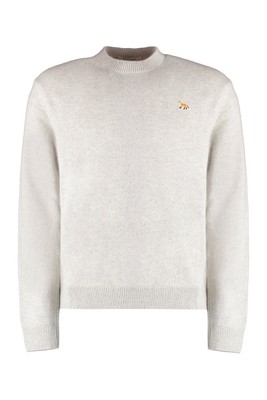 Pre-owned Maison Kitsuné Crew-neck Wool Sweater In Gray