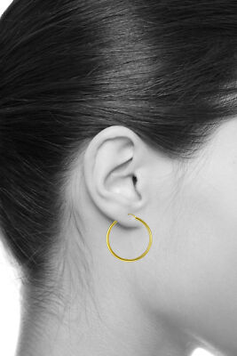 Pre-owned Wellingsale 14k Yellow Gold 3mm Classic Hoop Earrings (45mm Diameter)