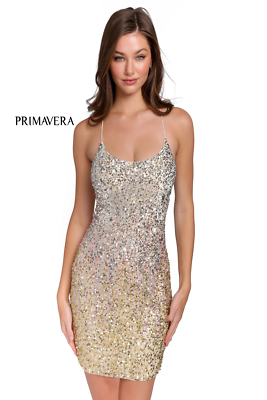 Pre-owned Primavera Couture Primavera 3833 Evening Dress Lowest Price Guarantee Authentic In Gold
