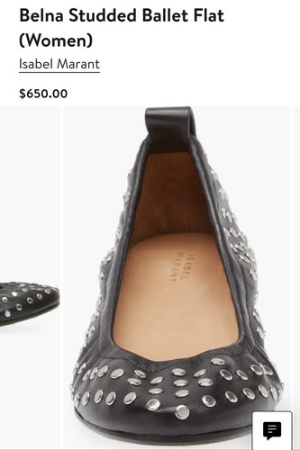 Pre-owned Isabel Marant Black Leather Belna Studded Ballet Flat