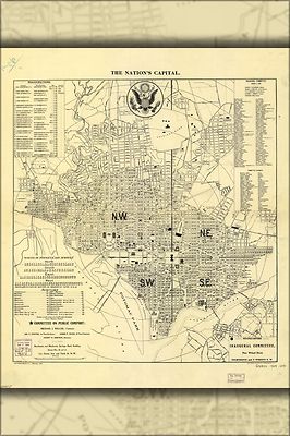 Poster, Many Sizes; Map Of Nations Capital  Washington D.C. 1909