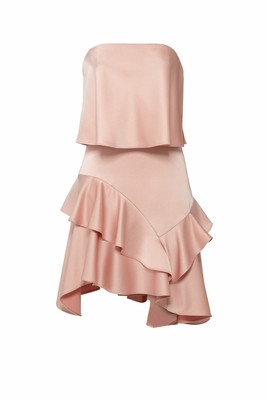 Halston Heritage Pink Popover Women's Size 2 Ruffled A-Line Dress $445- #920, used for sale  Shipping to Canada
