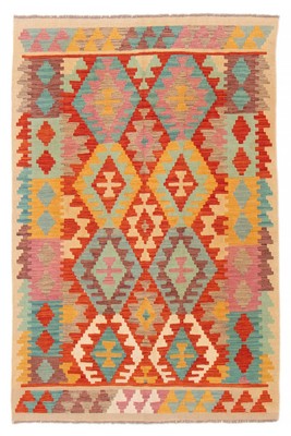 Vintage Hand Woven Flat Weave Carpet 4'9'' x 6'6'' Traditional Wool Kilim Rug