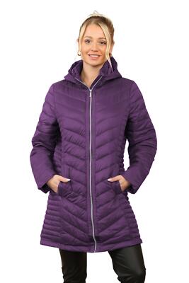 Women's Padded Jacket Long Hooded Puffer Warm Quilted Lined Casual Ladies Coat