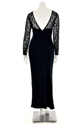*STUNNING!* Black Tie Oleg Cassini Beaded Evening Dress in Black sz 8
