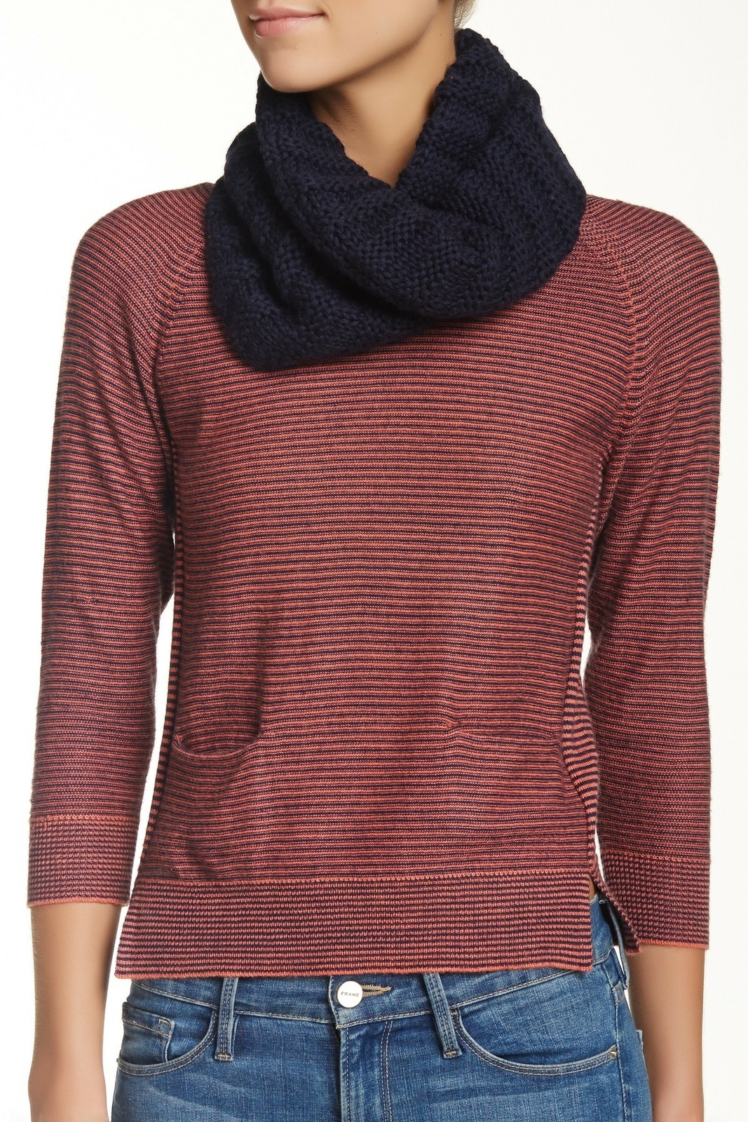 Joie Women's Josalyn Wool Infinity Scarf Navy Blue Size 32x14