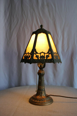Massive Antique Brass Stacked Bubbles Table Lamp on a Square Weighted Base w a Double Arm Light Cluster /& Sculptured Linen Lamp Shade
