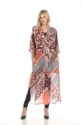 Pre-owned Johnny Was Roslyn Astrid Floral Belted Long Kimono Boho Chic C41722a6 In Multicolor