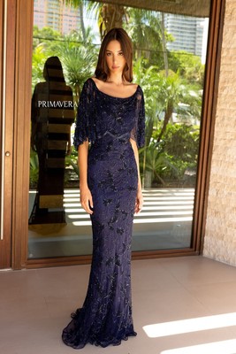 Pre-owned Primavera Couture Primavera 13123 Evening Dress Lowest Price Guarantee Authentic In Charcoal