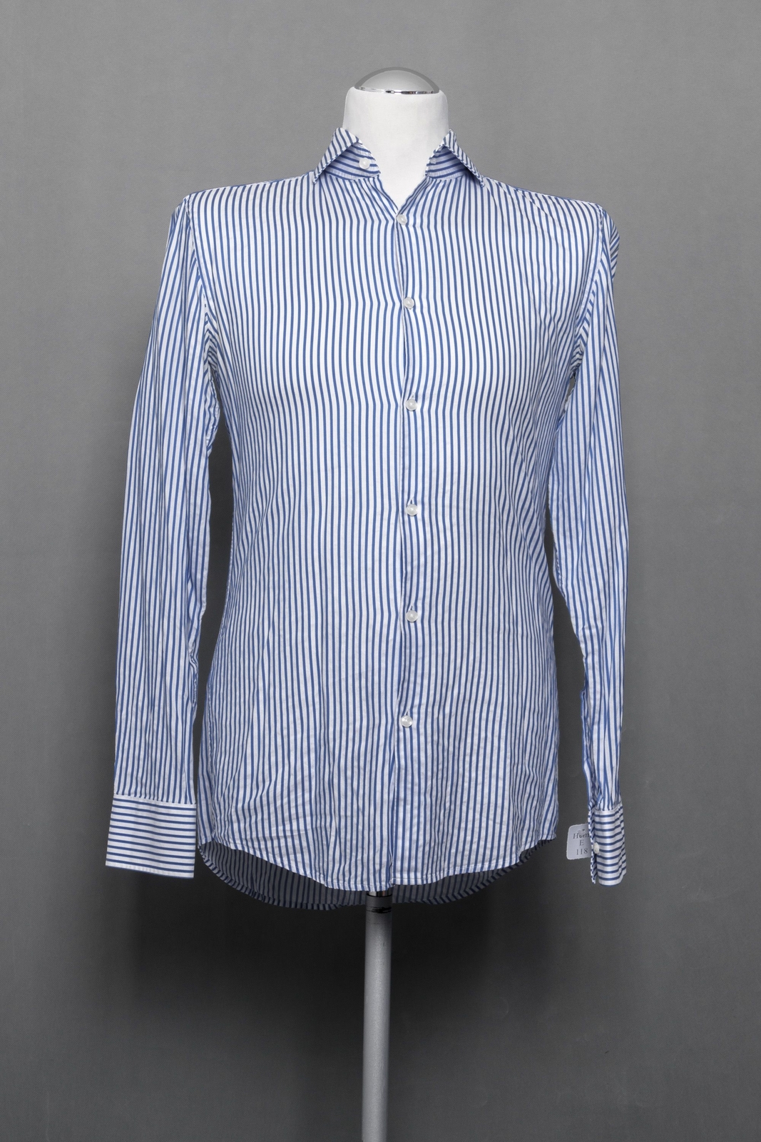 Hugo Boss Dress Shirt Size 38 S Blue Striped Long Sleeve