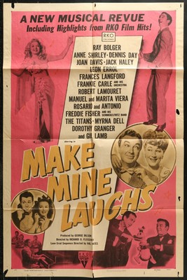MAKE MINE LAUGHS Ray Bolger Jack Haley Original 1949 ONE SHEET MOVIE POSTER