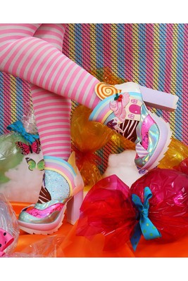 IRREGULAR CHOICE IRREGULAR CHOICE HEELS SPRINKLE TOWN PURPLE BLUE MULTI SWEETS CANDY WOMENS SHOES