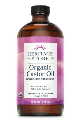 Органическое касторовое масло Heritage Store 16 жидких жидких унций