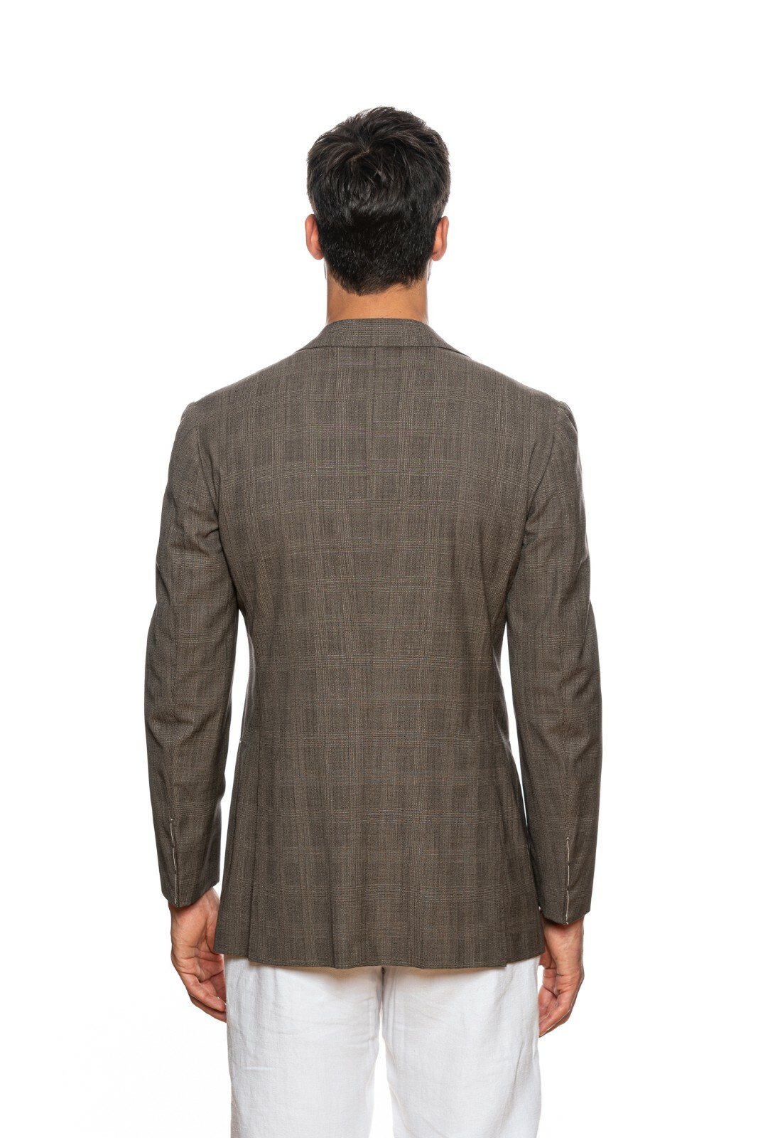 Pre-owned Sartoria Partenopea Napoli Dove Grey Check Wool 130's Jacket 40 Us / 50 Eu 7r