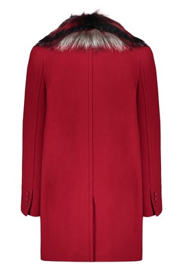 Pre-owned Fendi Virgin Wool Coat With Fox Fur In Red