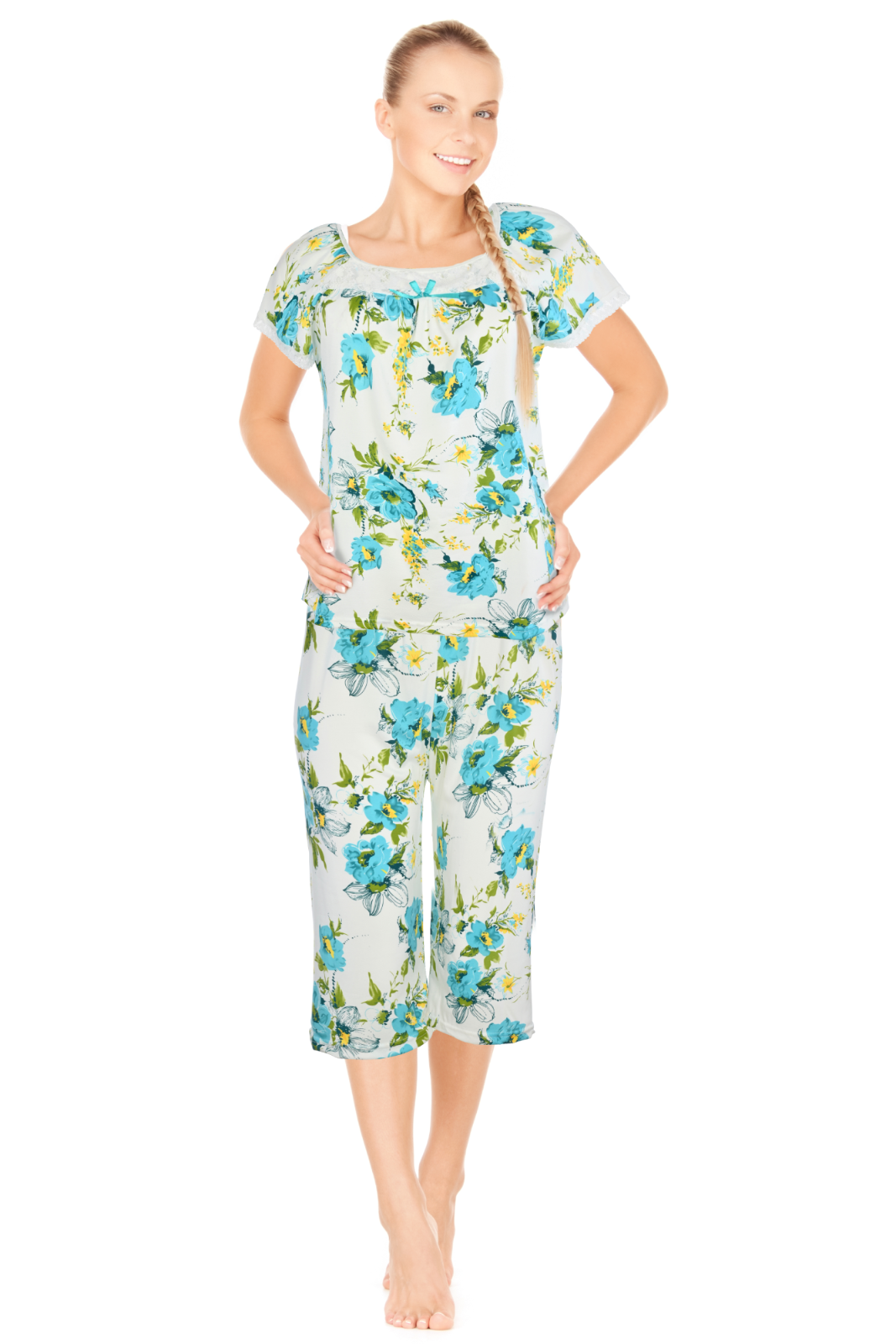 Womens Capri Set Sleepwear Soft Pajamas Sleep Nightshirts M L XL XXL NWT 804C