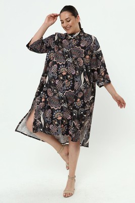 MÄDCHENGLÜCK JACQUARD VISKOSE KLEID/ TUNIKA IN A-FORM VON MÄDCHENGLÜCK IN SCHWARZ MUSTER