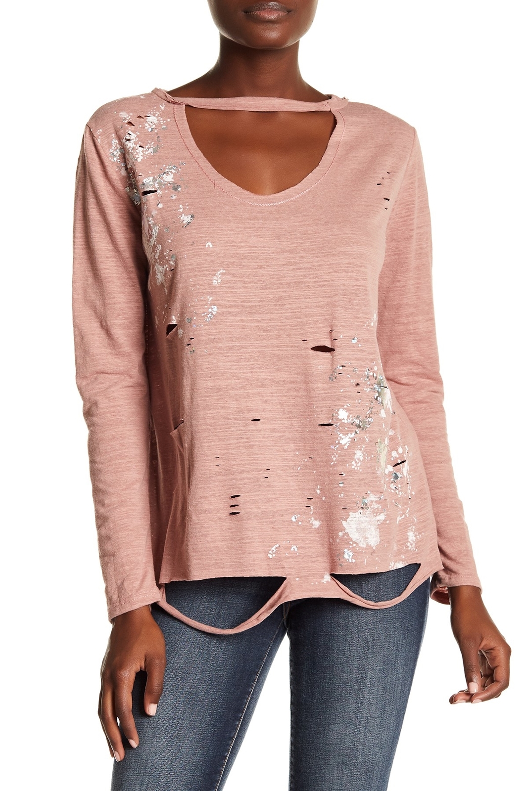 Vintage Havana 158567- Metallic Splatter Print Long sleeve Tee Sz. Medium