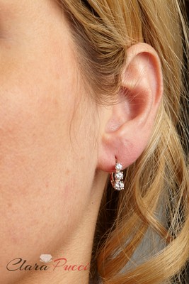 Pre-owned Pucci 2.6ct 3 Stone Round Cut Solitaire Earrings 14k Rose Gold Past Present Future In D