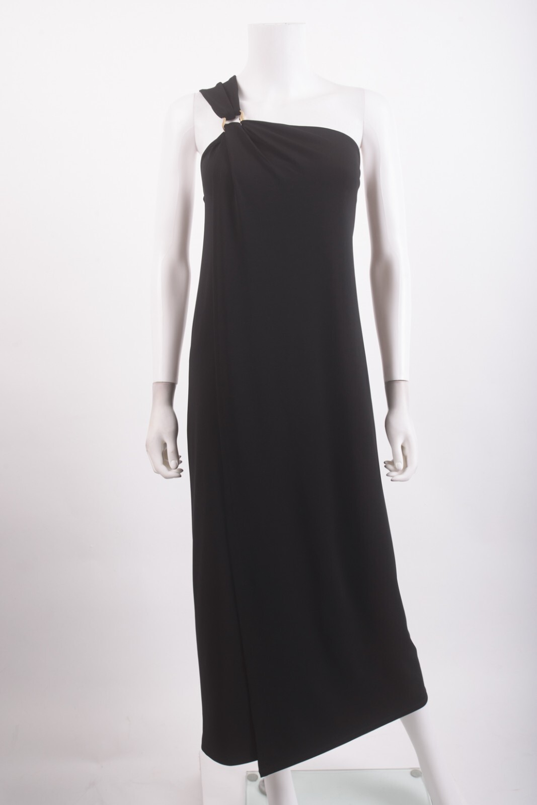 Massimo Dutti Womans Maxi Dress Size M Black One Shoulder