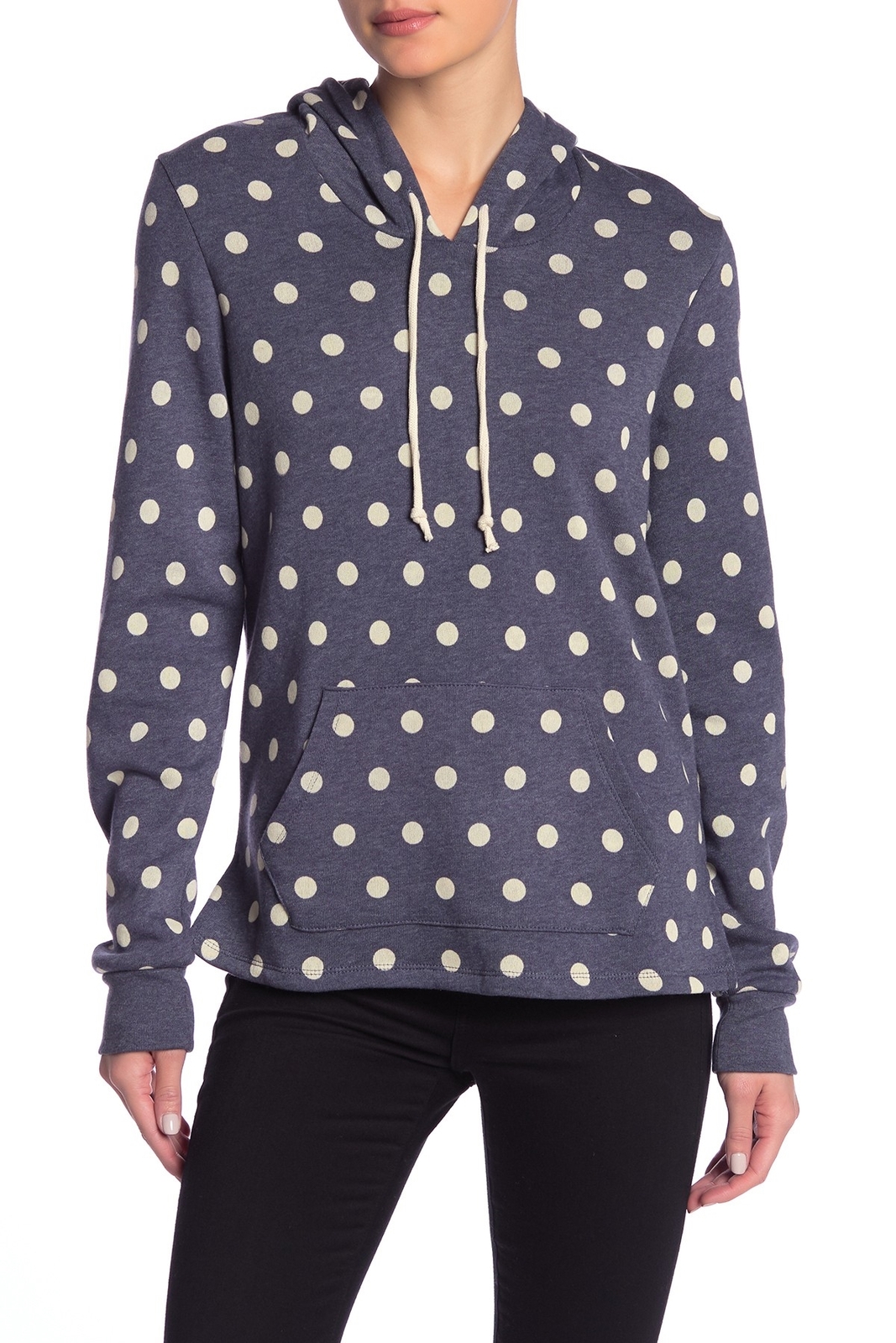 Alternative 164940 Women's Print Fleece Hooded Pullover Blue/Ivory Sz. Small