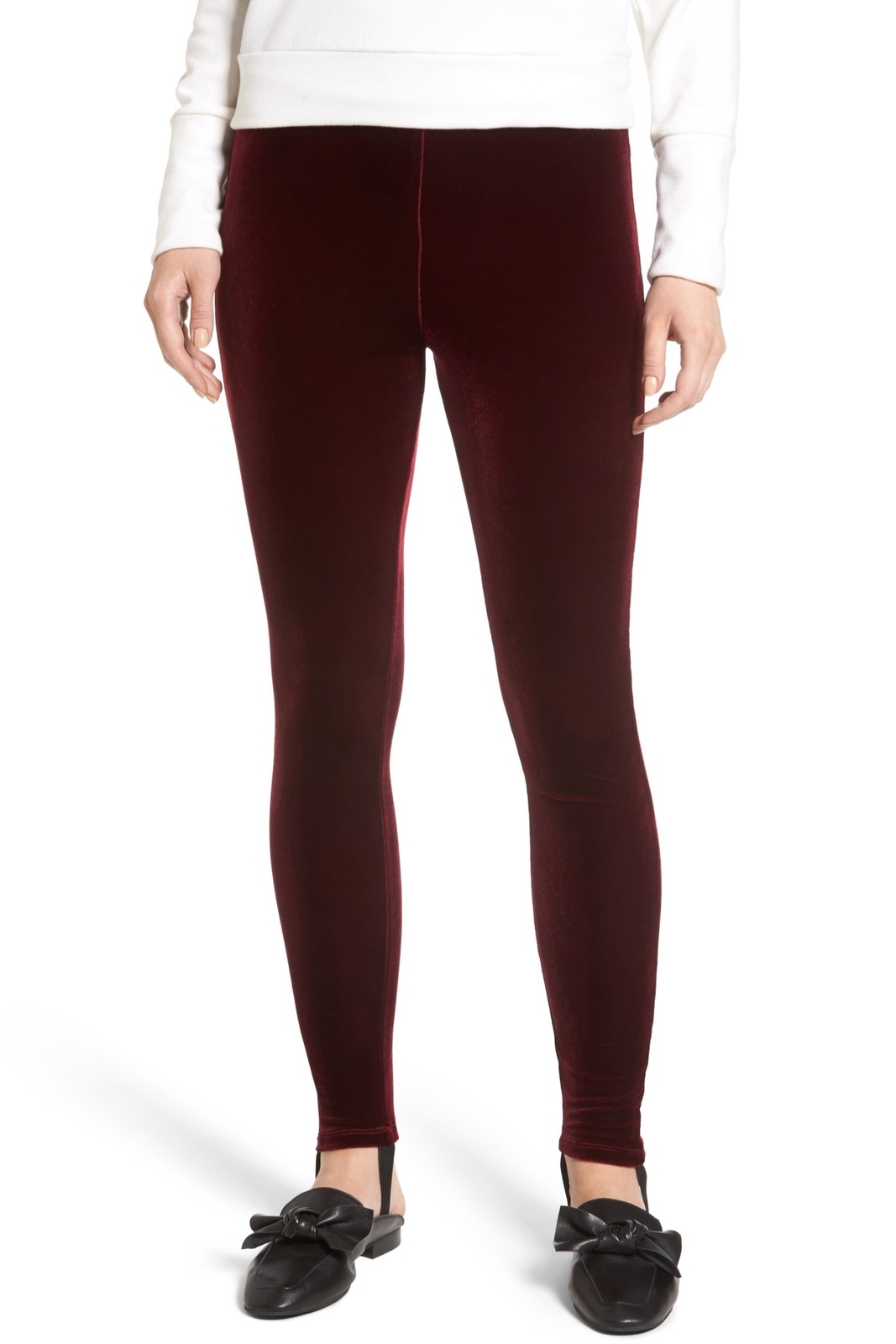 Leith 165462 Women's High Waist Velour Stirrup Leggings Red Tannin Sz. Small