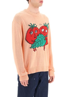 Pre-owned Sky High Farm 'happy Tomatoes' Cotton Sweater In Pink