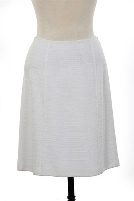St John Knits A-Line Boucle Skirt White Size 14 NWOT MSRP $355
