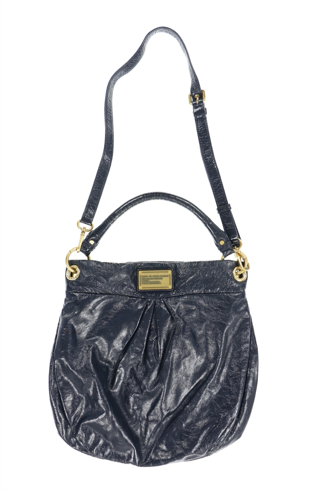 Marc Jacobs 245013 Womens Patent Leather Crossbody Bag Blue Size Large