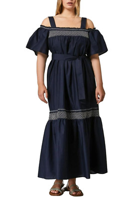 MARINA RINALDI,   Cotton Dress in Navy Blue, Size MR 31, 22W US, 52 DE, 60 IT