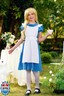 Cute Big Girls Halloween Blue White Dress with Peter Pan Collar Apron Wig Wig Cap Headband Tights Aliec Costume Classic Outfit 12 Years