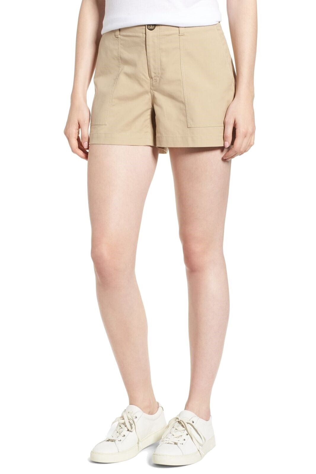 Nordstrom Signature 155496 New Beige Women's USA Khaki Chino Shorts Size 6