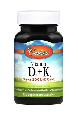 Carlson Laboratories Витамин D3 + K2 120 капсул