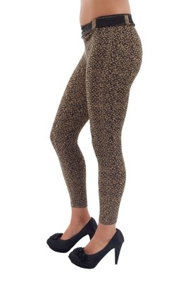 Sexy Leggings Stretch mit Animal print Jeggings braun beige 33270 neu