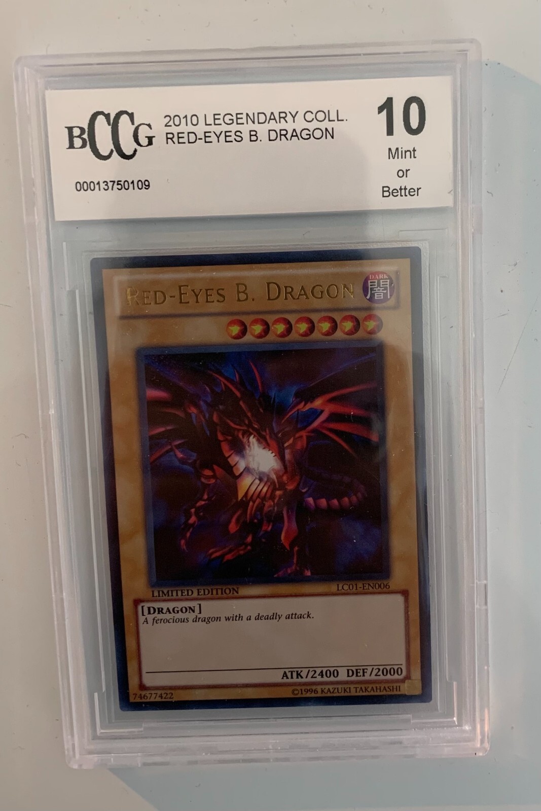Red-Eyes B. Dragon Yugioh 2010 Legendary Collection BccG 10 Mint 