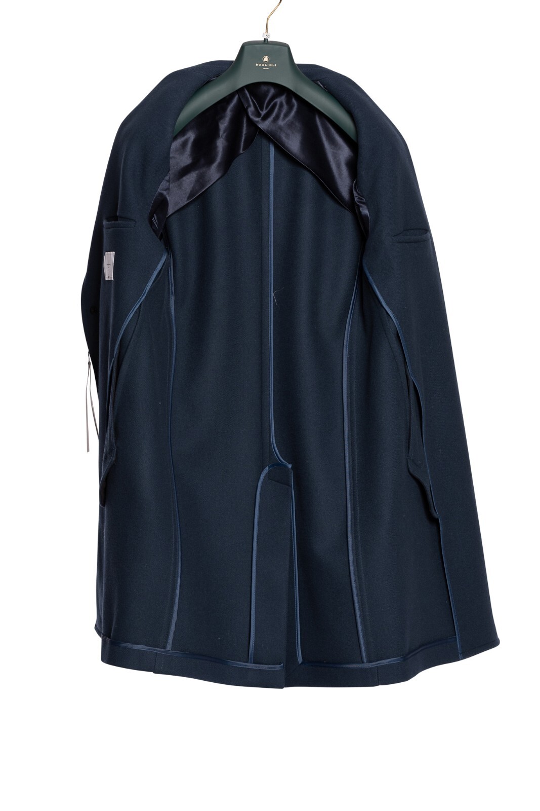 Pre-owned Boglioli $1800  Milano Blue Single Breasted Solid Long Coat Heavy Twill Wool