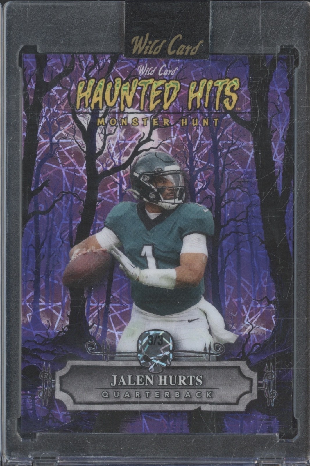 2025 Wild Card Monster Hunt Haunted Hits Purple Laser Jalen Hurts 3/3