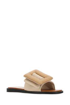 Pre-owned Boyy Two-tone Leather Puffy Slippers In Ivorybeachpecan