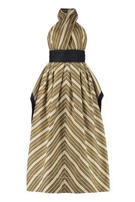 Pre-owned Tory Burch Striped Cotton Lmaxi Dress In Multicolor