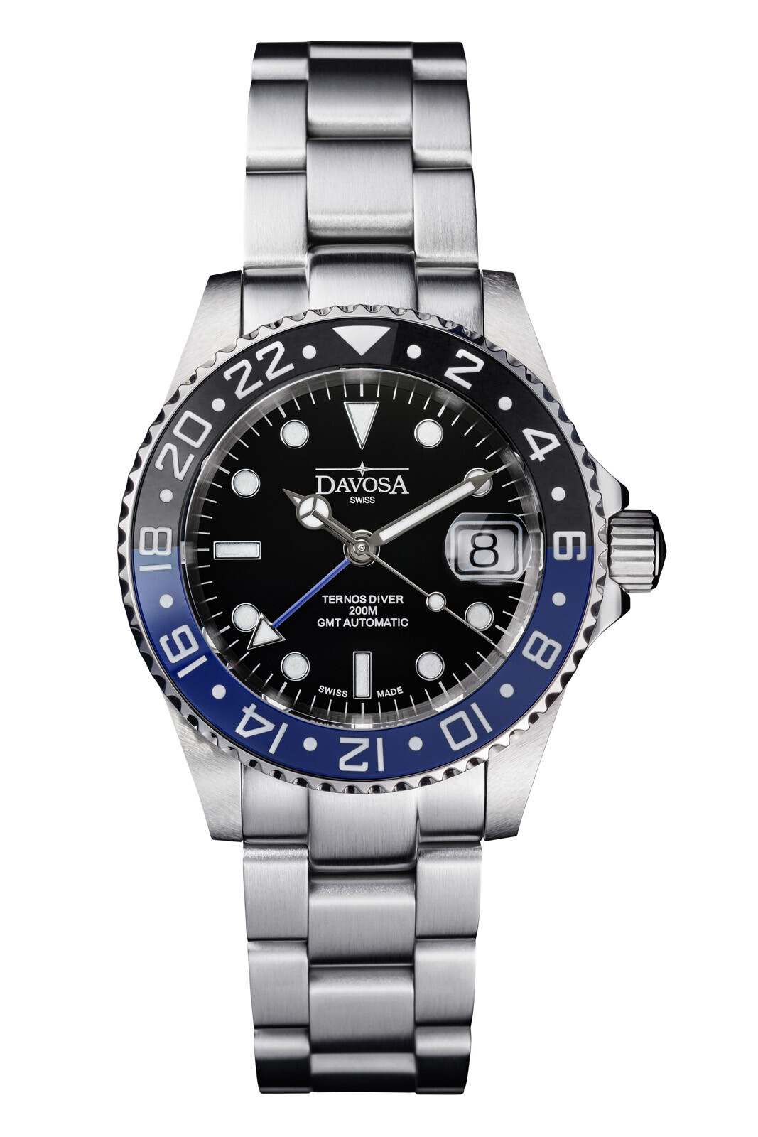 Pre-owned Davosa Ternos Ceramic Automatic Diving Watch Blue Black Gmt Bezel 40mm 16159040