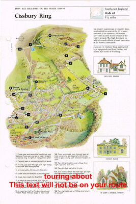 Cissbury Ring Sussex Vintage Walking Route & Map circa 1975 #41