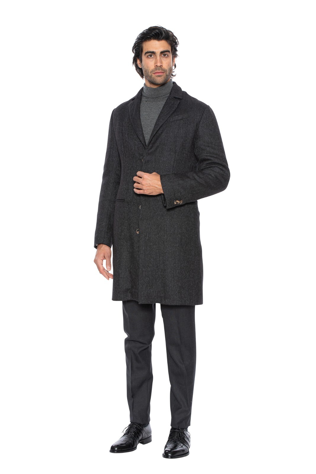 Pre-owned Hettabretz $7000  Coat 100% Baby Alpaca Removable Kidskin Fur 38 Us / 48 Eu Slim In Gray