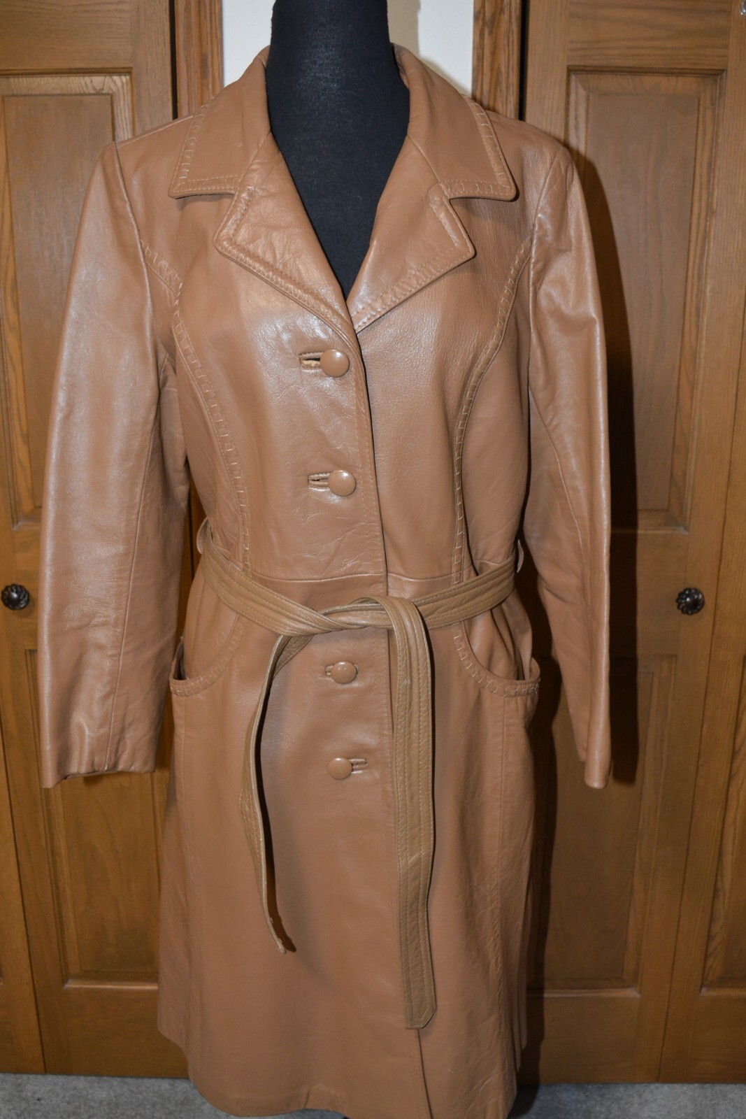 VTG Women's Leather Trench Coat L Dan di MODES Caramel | eBay