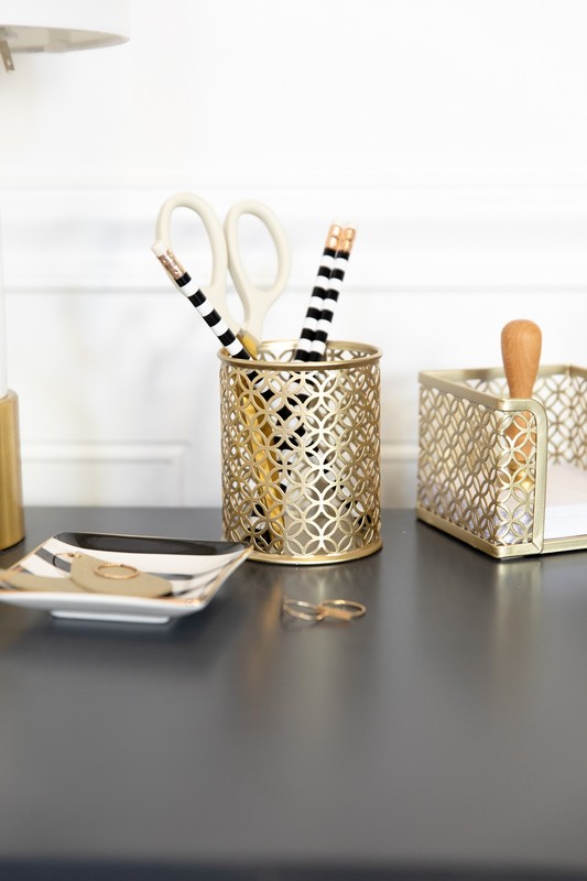 Blu Monaco Gold 5 Piece Cute Desk Organizer Set Cute Office Desk