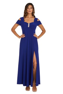 

R-M Richards Dress Украшенное платье с открытыми плечами, синее,  лет, Синий