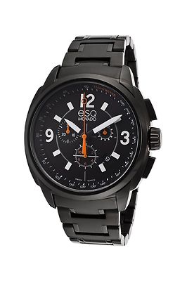 Pre-owned Esq Movado 07301418 Black Chronograph Swiss Quartz Men's Steel Watch Excel