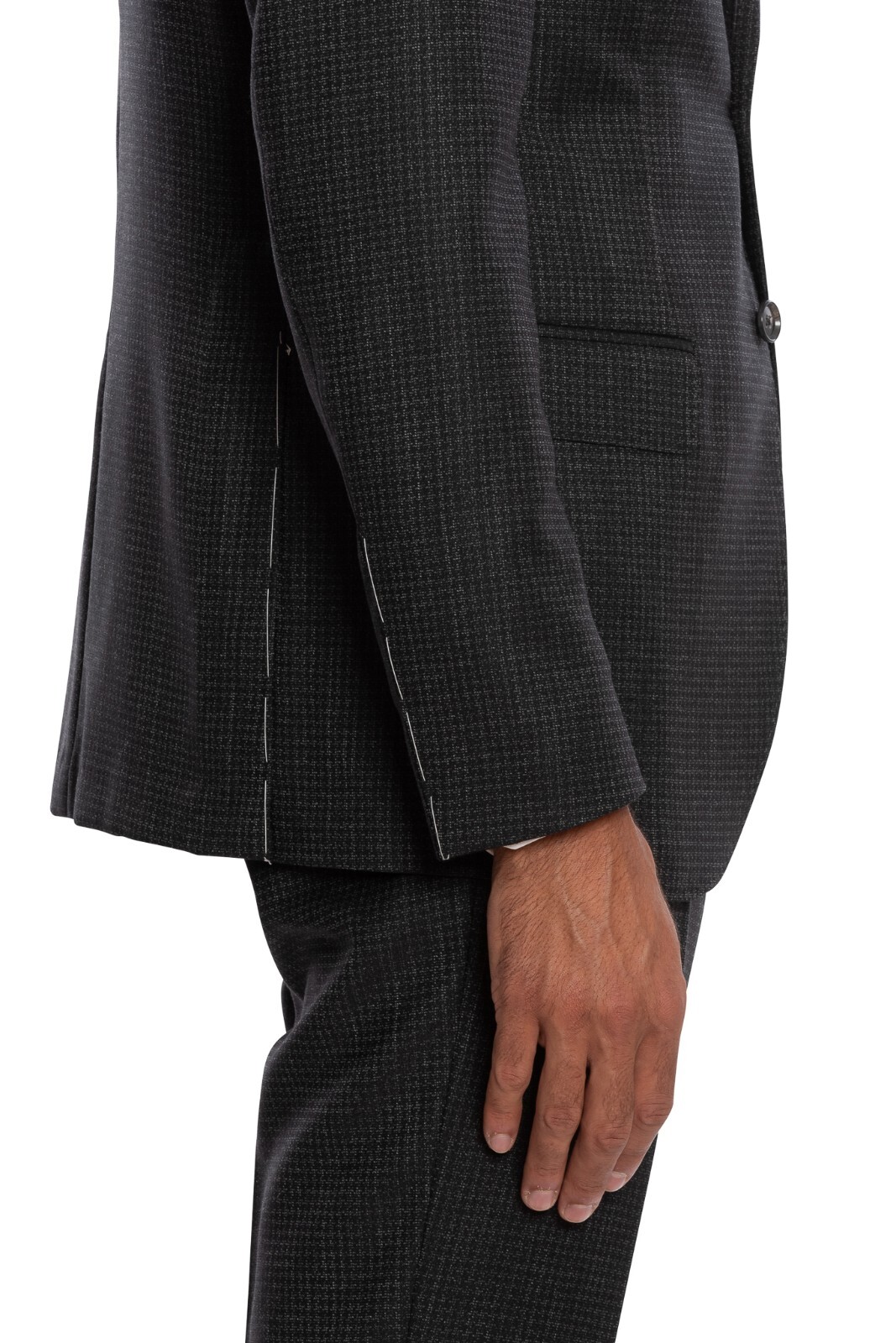 Pre-owned Luigi Borrelli $3250  Napoli Hand-sewn Charcoal Houndstooth Suit Wool Slim Fit In Gray